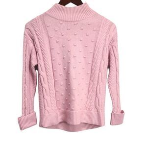 1. State Cable Knit Baby Pink‎ Slim Turtleneck Sweater Size XXS